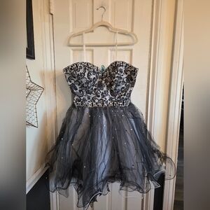 Mori Lee Black and Silver Formal Dress